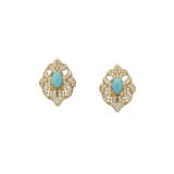 NO RESERVE - BULGARI TURQUISE AND DIAMOND EARRINGS - photo 1