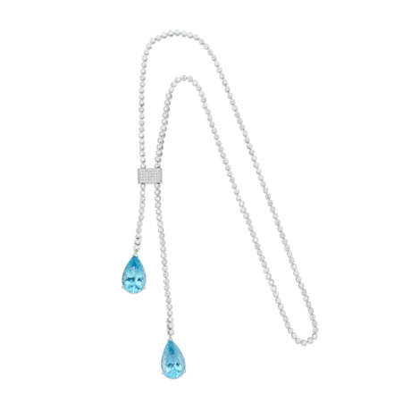 AQUAMARINE AND DIAMOND NECKLACE/EARRINGS - photo 1