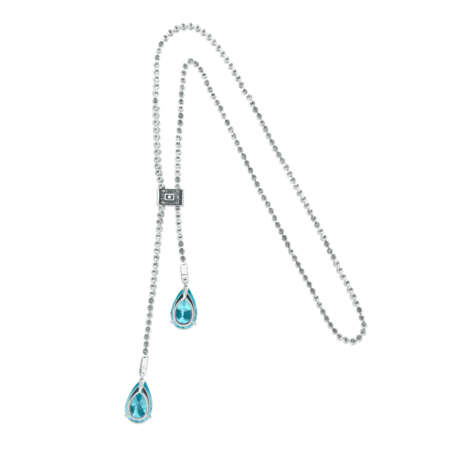 AQUAMARINE AND DIAMOND NECKLACE/EARRINGS - photo 2