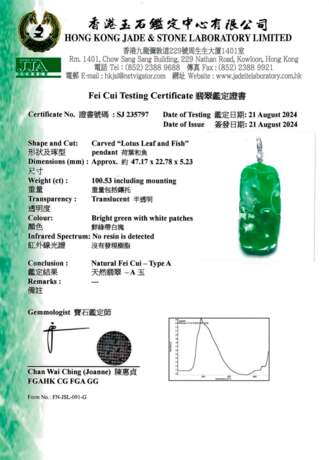 NO RESERVE - JADEITE AND DIAMOND PENDANT - Foto 3