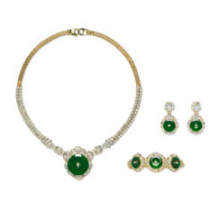 NO RESERVE - SUITE OF JADEITE AND DIAMOND JEWELLERY