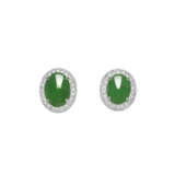NO RESERVE - TWO PAIRS OF JADEITE AND DIAMOND EARRINGS - photo 2