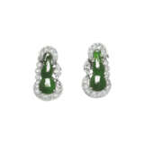 NO RESERVE - TWO PAIRS OF JADEITE AND DIAMOND EARRINGS - photo 4