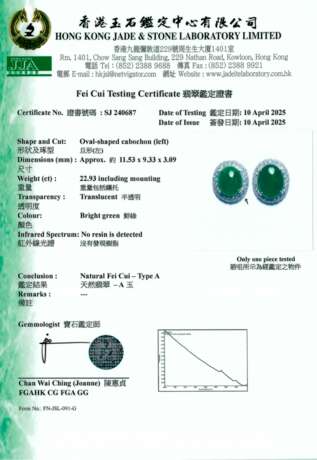 NO RESERVE - TWO PAIRS OF JADEITE AND DIAMOND EARRINGS - photo 6