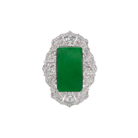 NO RESERVE - JADEITE AND DIAMOND BROOCH - Foto 1