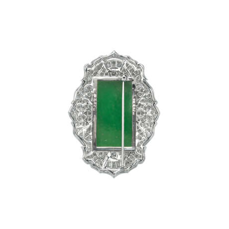 NO RESERVE - JADEITE AND DIAMOND BROOCH - Foto 2