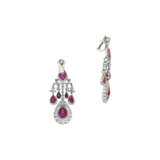 NO RESERVE - RUBY AND DIAMOND EARRINGS - Foto 2