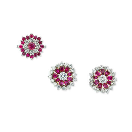 NO RESERVE - GRAFF RUBY AND DIAMOND EARRINGS; TOGEHTER WITH A RUBY AND DIAMOND RING - photo 1