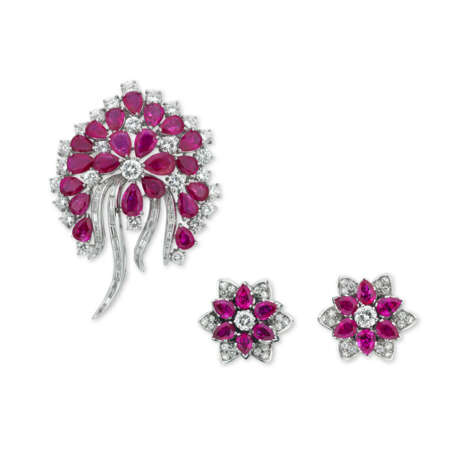 NO RESERVE - SET OF RUBY, SYNTHETIC RUBY AND DIAMOND JEWELLERY - photo 1