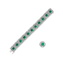 NO RESERVE - EMERALD AND DIAMOND BRACELET AND RING