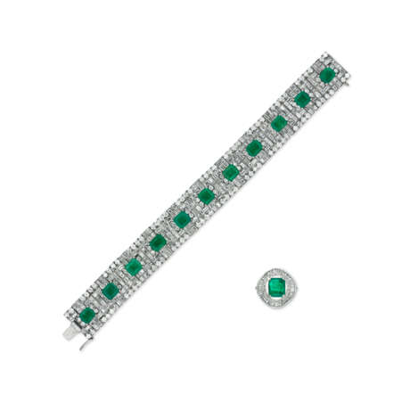 NO RESERVE - EMERALD AND DIAMOND BRACELET AND RING - Foto 1