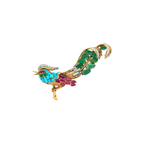 NO RESERVE - MAUBOUSSIN PARIS MULTI-GEM BIRD BROOCH - photo 1