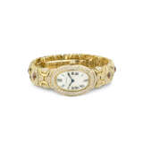 CARTIER DIAMOND, TOURMALINE AND GOLD 'BAIGNOIRE' WRISTWATCH/ BRACELET - photo 2