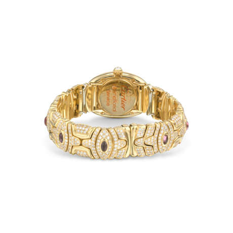 CARTIER DIAMOND, TOURMALINE AND GOLD 'BAIGNOIRE' WRISTWATCH/ BRACELET - photo 3