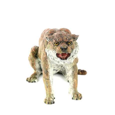 Bronze viennois peint Tigre. painting Early 20th century - Foto 2