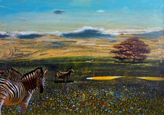 Golden lakes of Africa. Oil On Hardboard decorative Landscape painting Ukraine 2025 - photo 1