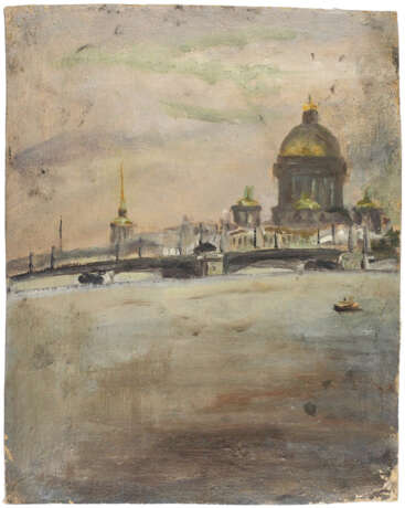 Семеошенков Евгений. «Нева». 1950-е Ленинградская школа живописи Семеошенков Евгений Павлович Холст Масло Ленинградский авангард Городской пейзаж Ленинград Эпоха ранних 1950-х гг Начало 1950-х гг. г. - фото 5