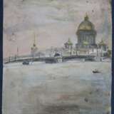 Семеошенков Евгений. «Нева». 1950-е Ленинградская школа живописи Семеошенков Евгений Павлович Холст Масло Ленинградский авангард Городской пейзаж Ленинград Эпоха ранних 1950-х гг Начало 1950-х гг. г. - фото 1