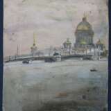 Семеошенков Евгений. «Нева». 1950-е Ленинградская школа живописи Семеошенков Евгений Павлович Холст Масло Ленинградский авангард Городской пейзаж Ленинград Эпоха ранних 1950-х гг Начало 1950-х гг. г. - фото 3