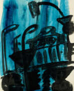 Gouache. Karl Horst Hödicke. Vor dem Eingang zum Anhalter Bahnhof