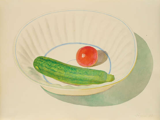 Bernhard Dörries. Stillleben mit Gurke und Tomate - Foto 1