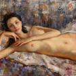 Impression gicl&eacute;e sur toile, Brunette nude, 2023, par Kartashov Andrey, Russie, 21e si&egrave;cle. 1 des 50 tirages limit&eacute;s. - Kauf mit einem Klick