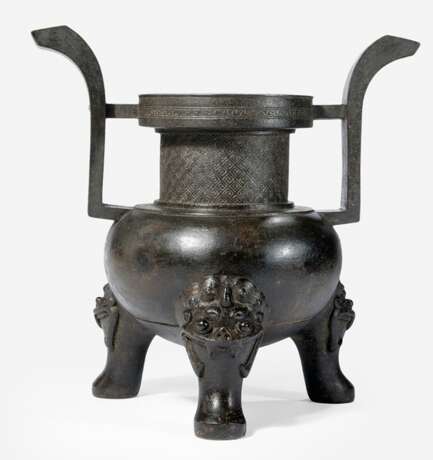Weihrauchbrenner aus Bronze vom Typ 'ding' auf drei Beinen mit zwei Handhaben - Foto 1