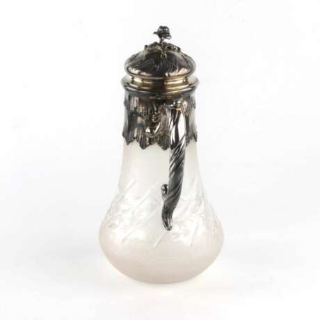 Silver water jug with engraved glass. Silver 925 Eclecticism 19th century - photo 5