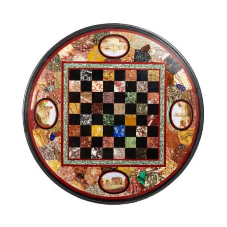 An impressive chess table with precious Roman mosaics on carved legs. Wood Eclecticism 19th century - photo 6