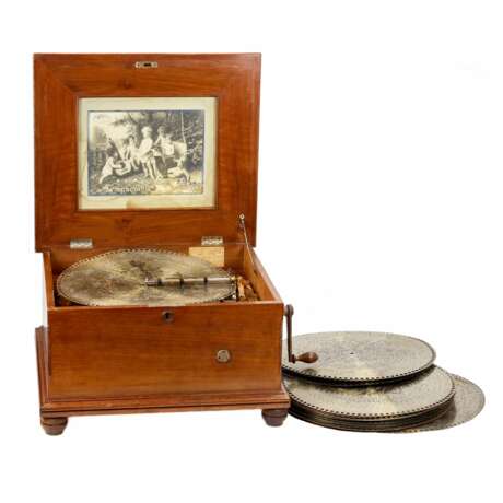 Bo&icirc;te &agrave; musique &agrave; disque Symphonion. Allemagne. Fin du 19&egrave;me si&egrave;cle. Wood metal Late 19th century - Foto 1