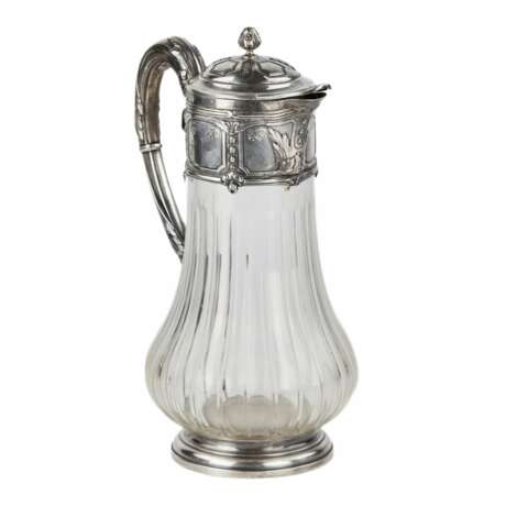 French glass jug for water in silver. Late 19th century. Silver Glass Eclecticism Late 19th century - photo 6