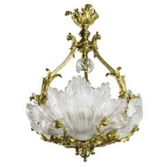 Chandelier in gilded bronze by LEROLLE Fr&egrave;res, Napoleon III period. France 