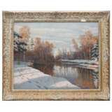  Зимний пейзаж. Берег реки зимой. Борис Бессонов (1862-1934) Canvas oil realism Early 20th century г. - фото 1