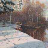  Зимний пейзаж. Берег реки зимой. Борис Бессонов (1862-1934) Canvas oil realism Early 20th century г. - фото 3