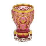 Vase Golden ruby ​​with gold ornament. Imperial Glass Factory Russia 1830-1840s Glass 19th century - photo 2