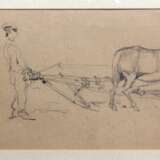 3 sketches Black pencil watercolor Early 20th century - photo 4