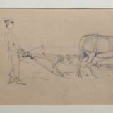 3 sketches Black pencil watercolor Early 20th century - photo 6