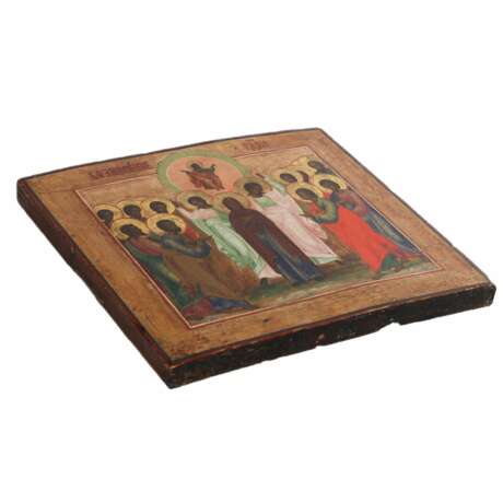 Ic&ocirc;ne russe de l`Ascension du Seigneur. Ecole de Moscou du XIXe si&egrave;cle Wood gesso gilding tempera Early 19th century - Foto 2