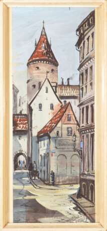 Le vieux Riga dans le pass&eacute; watercolor Mid-20th century - photo 1