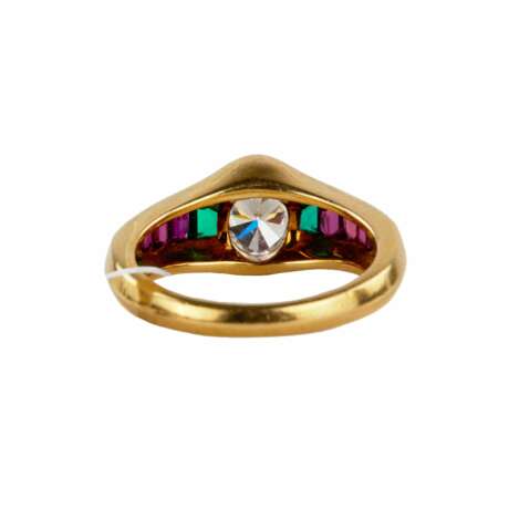 Bague en or 18 carats avec diamant emeraudes et rubis. Rubin 21th century - Foto 1