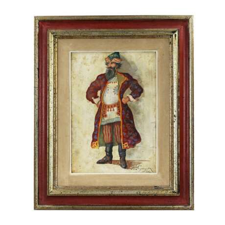 Croquis de costumes de the&acirc;tre Marchand russe du XVIIe si&egrave;cle. Gouache realism Early 20th century - photo 1