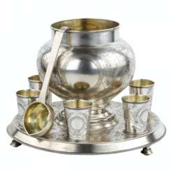 Russian gift silver punch set. A. Ivanov factory. Moscow 1895 