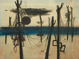 Otto Eglau. Landschaft mit Masten