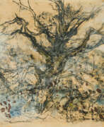Gouache. Hubert Berke. Winterlicher Garten