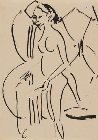 Ernst Ludwig Kirchner. Stehender weiblicher Akt vor Wanddekoration - Foto 1