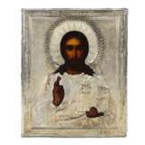 Chamber icon of the Almighty in a gilded silver frame 1908-1917. Silver 84 Early 20th century - photo 1