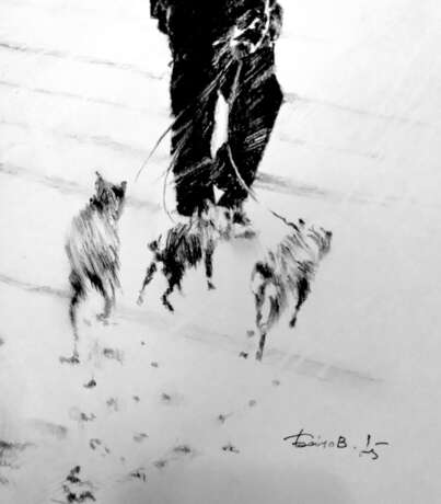 Куда это мы? Papier Holzkohle Realismus Figurative Kunst Россия Томск 2025 - Foto 2