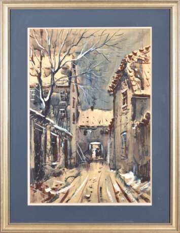 City view watercolor Mid-20th century - photo 1