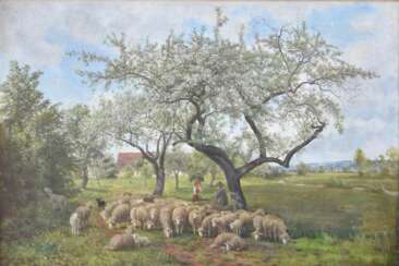 JULIUS KORNBECK:“ Schafe unter blühenden Bäumen“