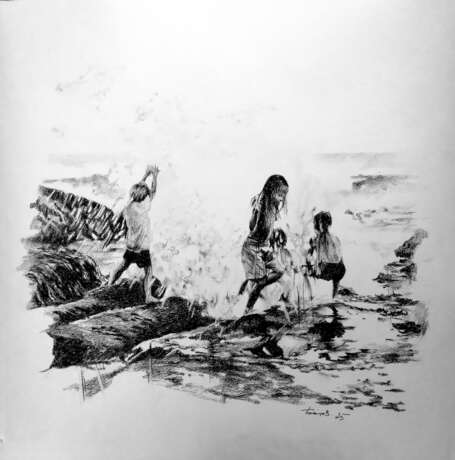 Солнце Воздух и Вода Paper Charcoal Realism фигуратив Россия Томск 2025 - photo 1